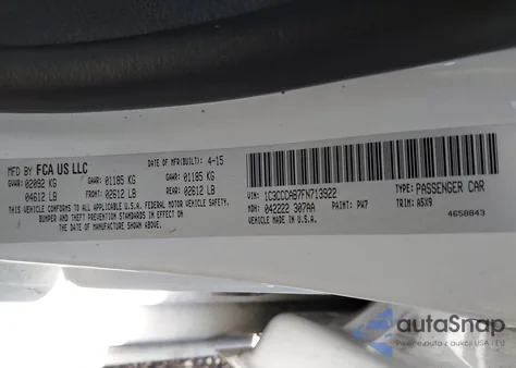 2015 Chrysler 200 Limited from USA, damaged, VIN 1C3CCCAB7FN713922